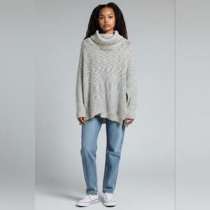 Lush Gray Knit Oversized Cowl Neck Sweater